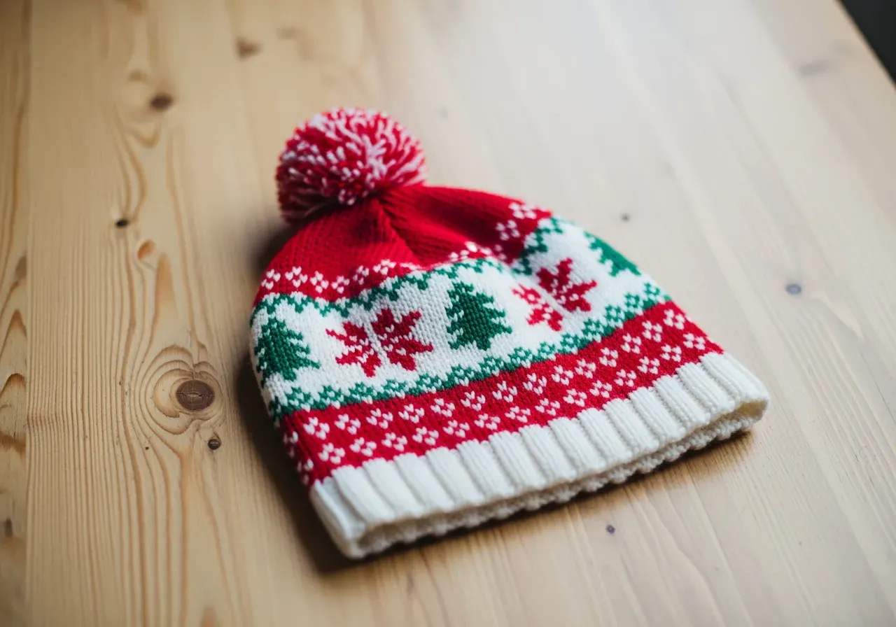 Stickad tomteluva på barn