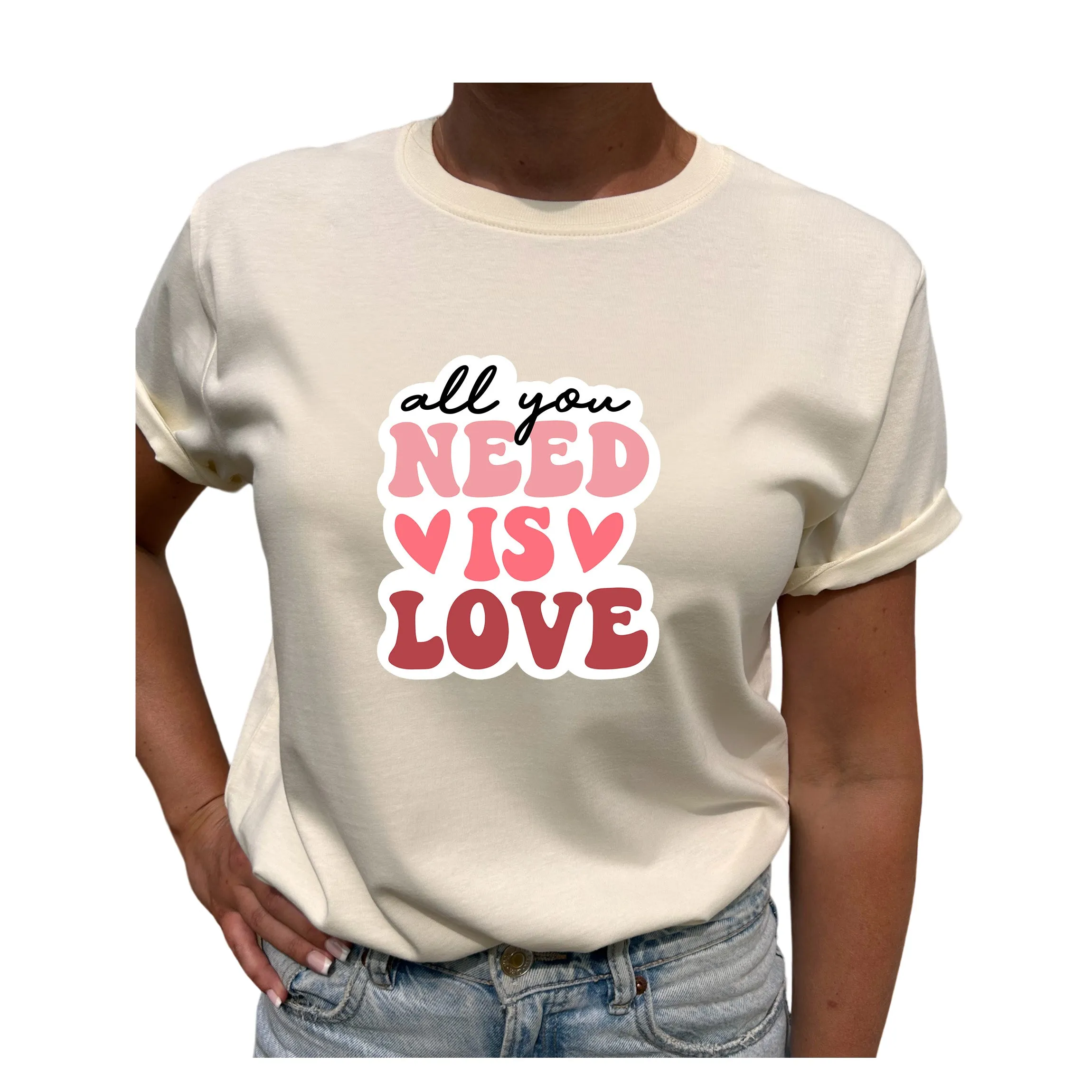 All You Need Is Love – Kärlek För Alltid T-shirt - Ljus Gul / S