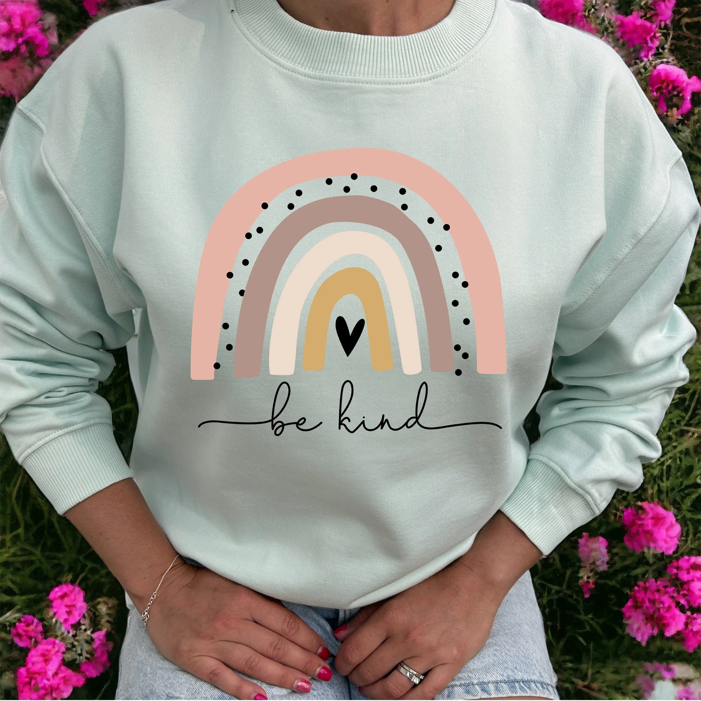 Be Kind Regnbåge Tröja - Mint / M