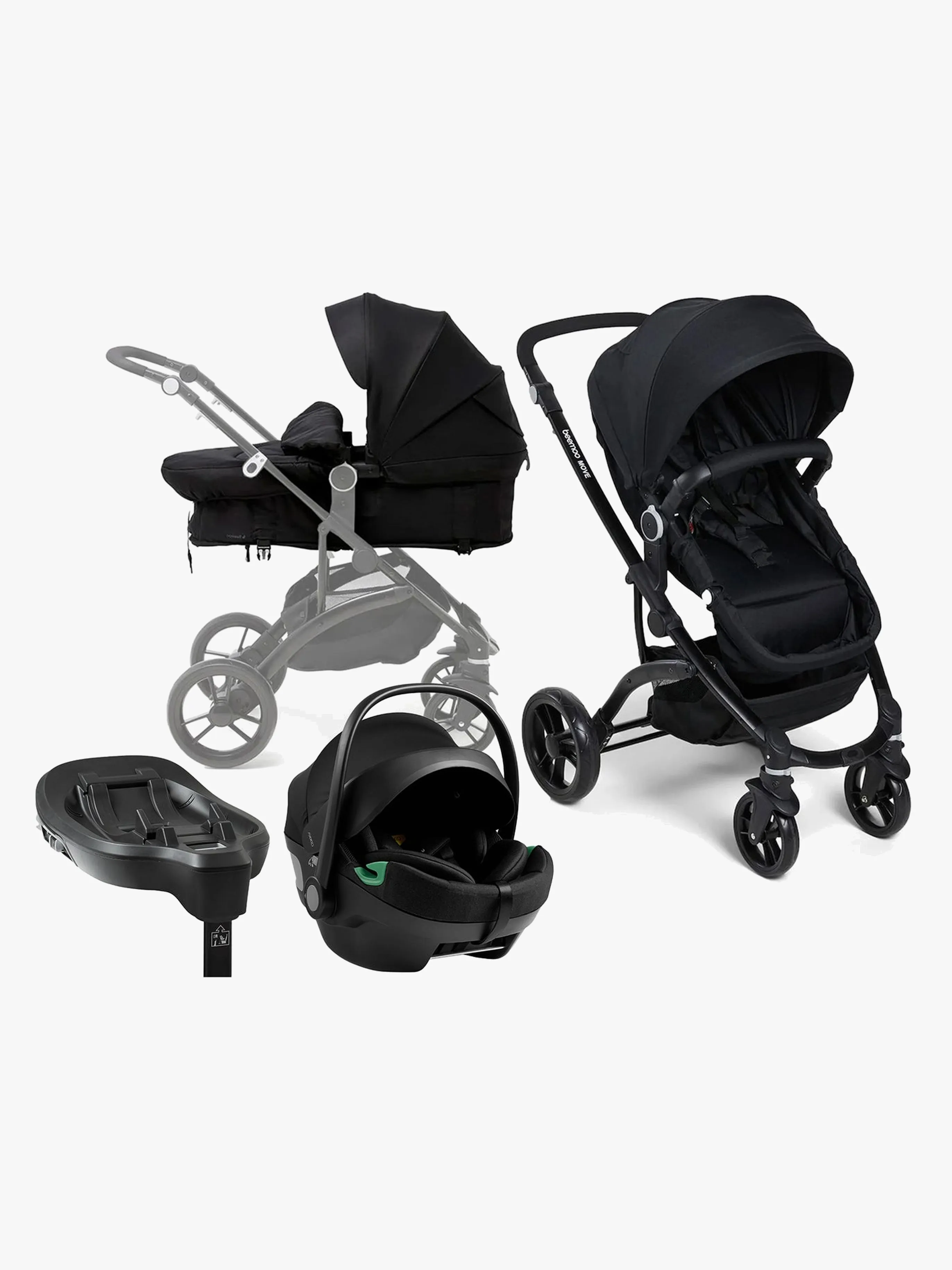 Beemoo Move 2-in-1 Duovagn inkl. Axkid GOKID Babyskydd &  Bas, Black
