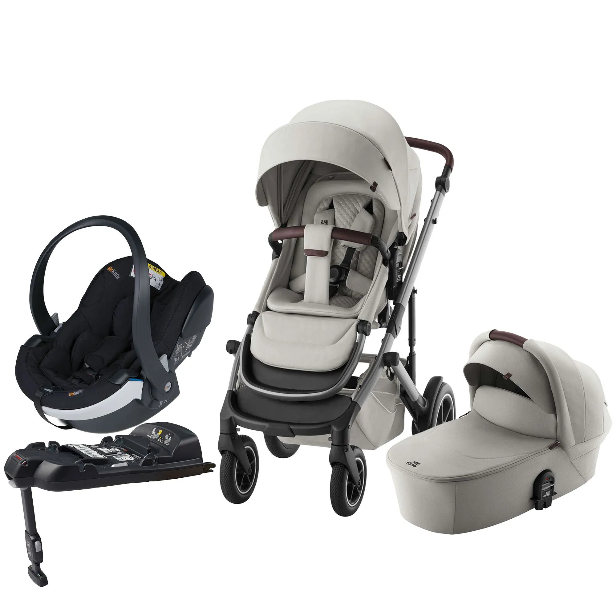 Britax Römer Smile 5Z Duovagn inkl. BeSafe iZi Go Modular X2 &  Bas, Linen Grey
