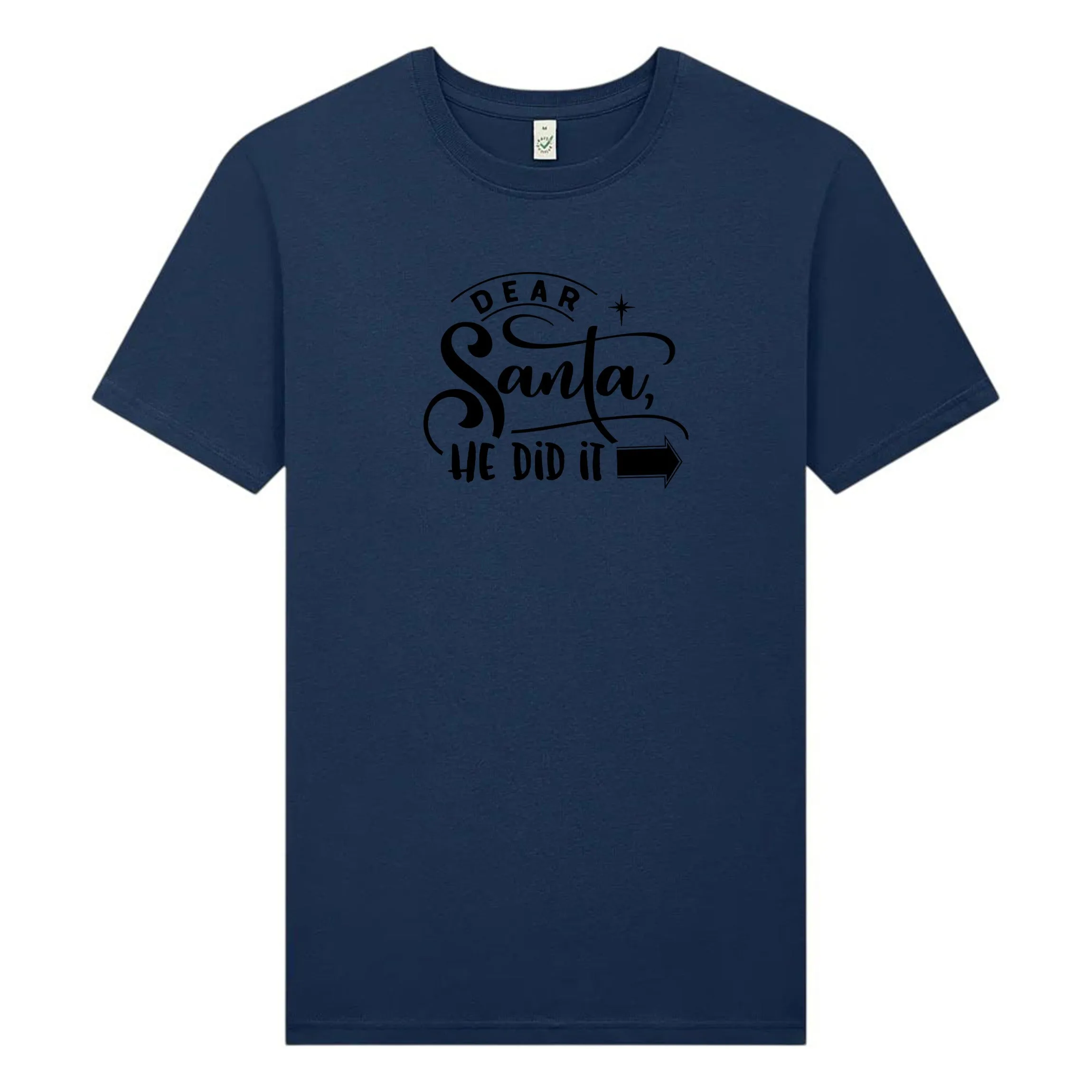 Dear Santa Jul T-shirt Unisex – She/He Did It - He did it / Marinblå / M