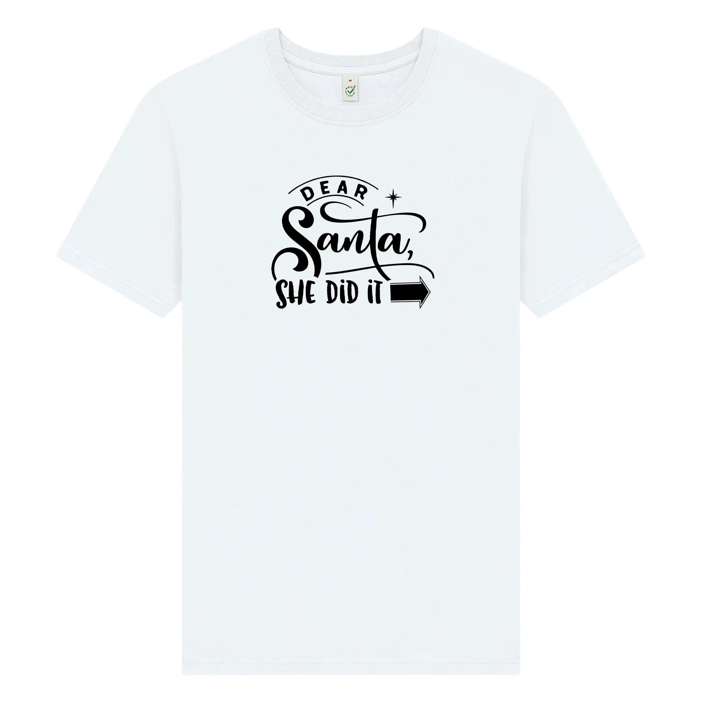 Dear Santa Jul T-shirt Unisex – She/He Did It - She did it / Vit / XL