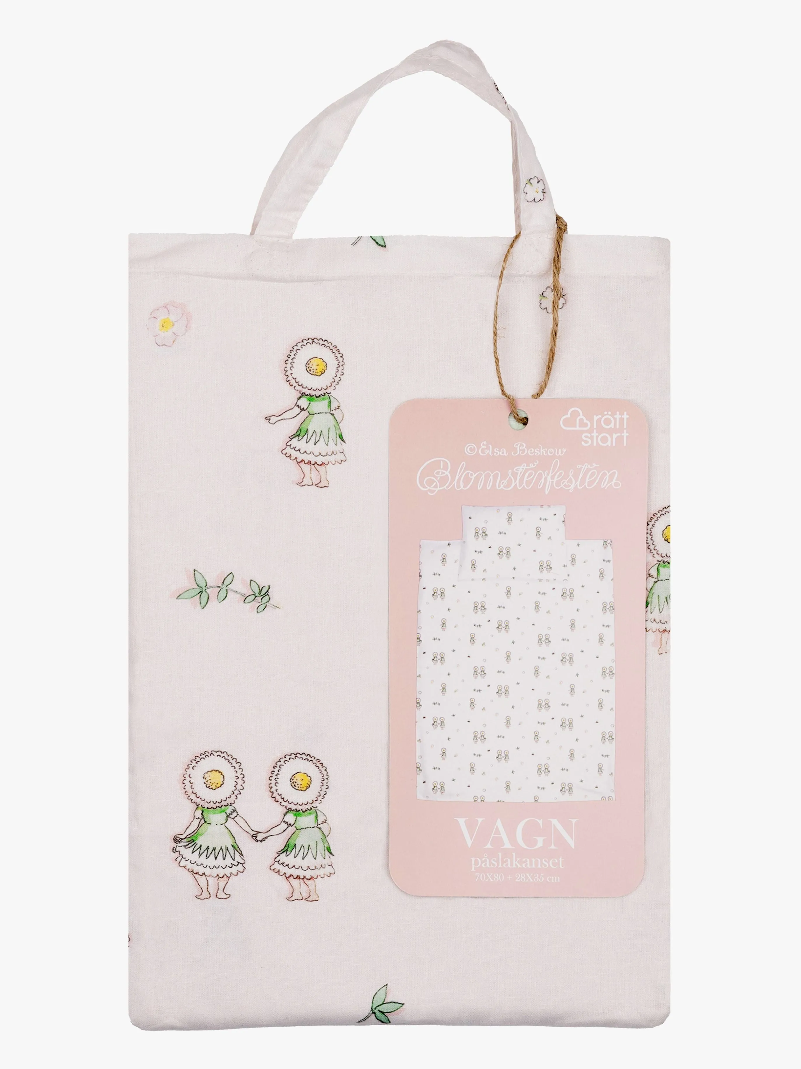 Elsa Beskow Blomsterfesten Påslakanset 70 x 80 Spjälsäng, Sand