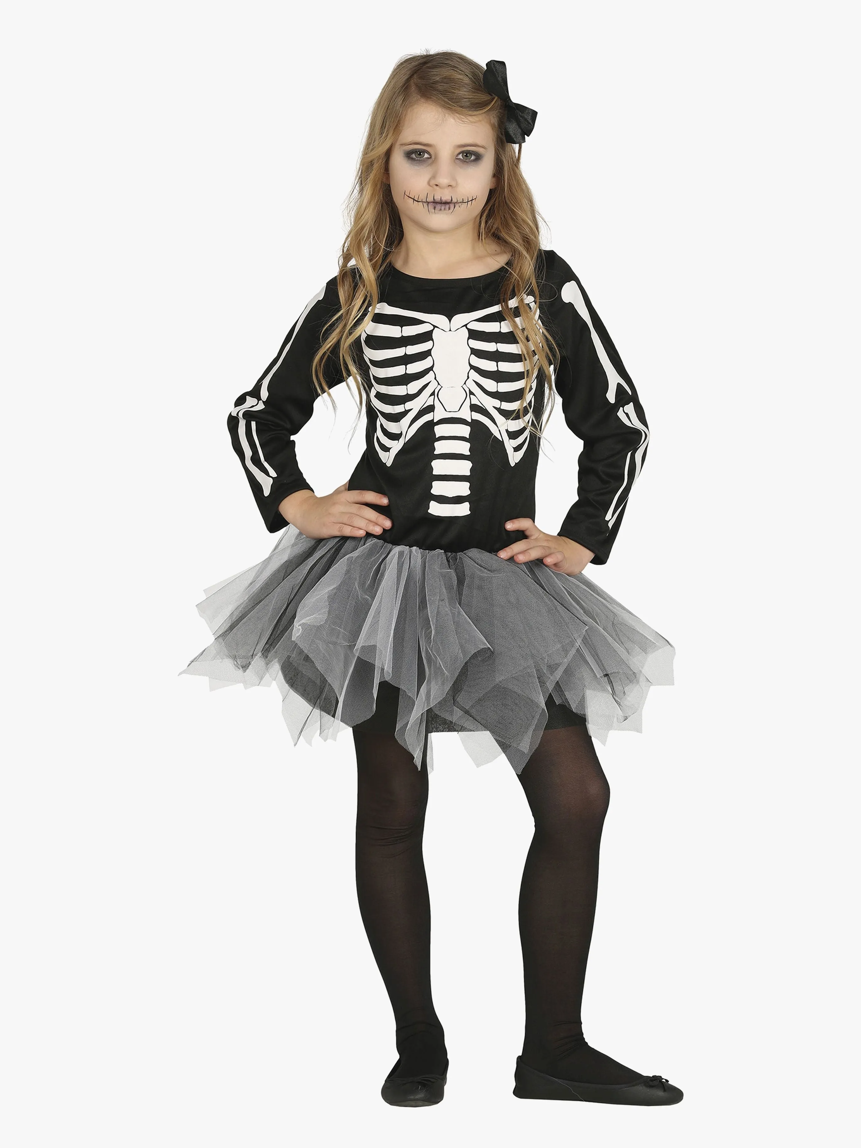Fiestas Guirca Kostym Skelett Flicka 3-4 år
