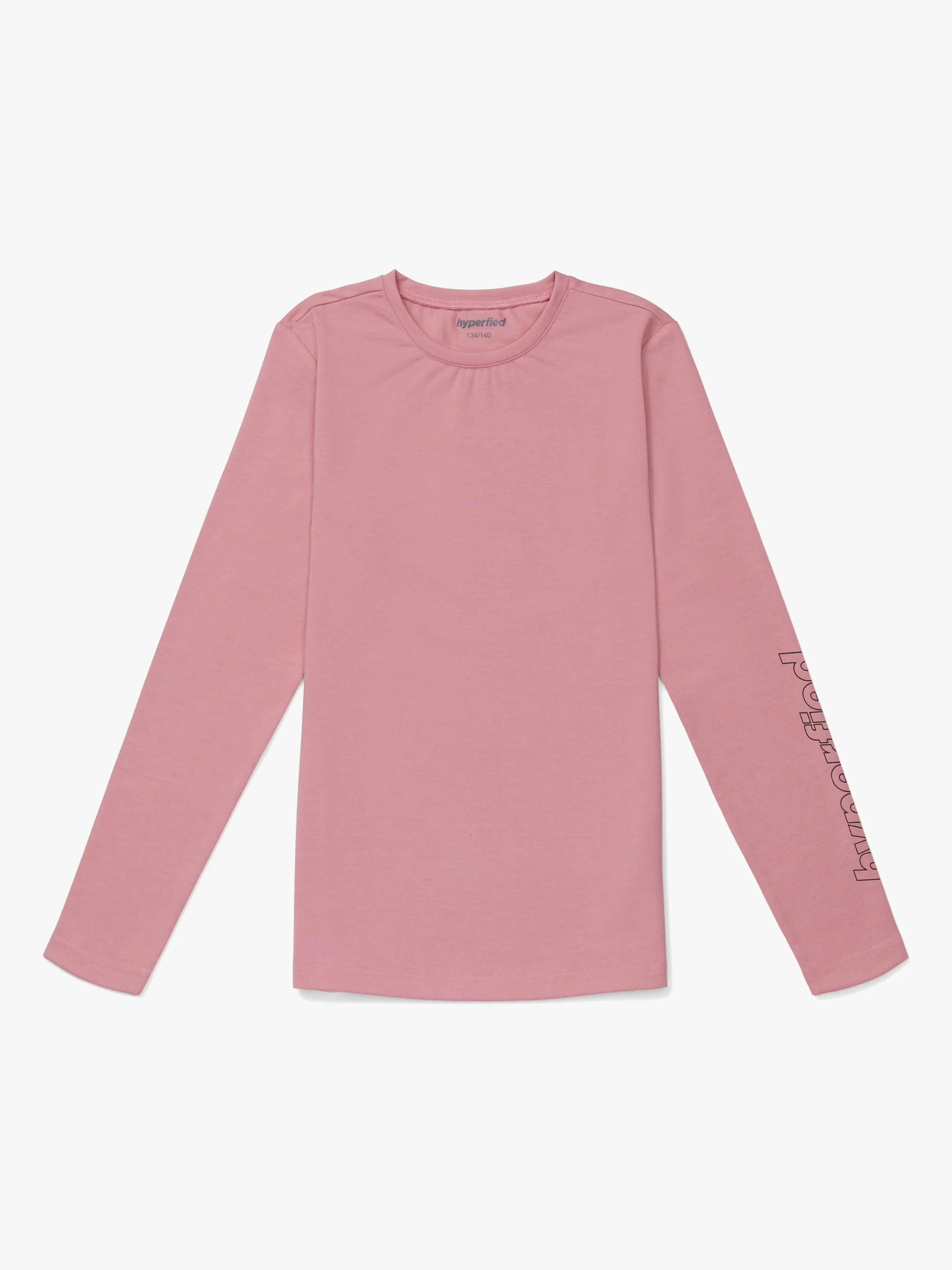 Hyperfied Jersey Logo Long Sleeve Top, Blush 134-140