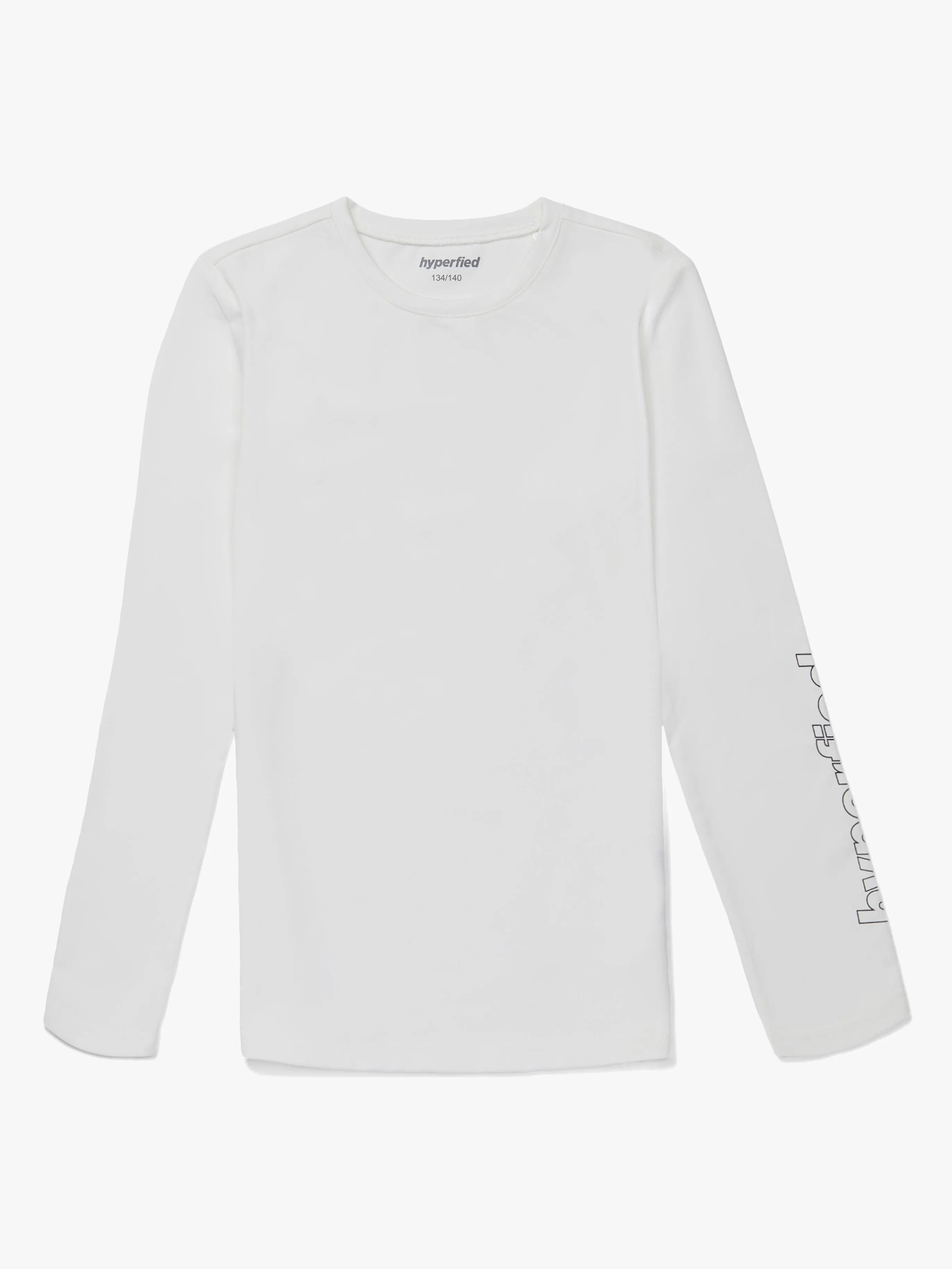 Hyperfied Jersey Logo Long Sleeve Top, Snow White 146-152
