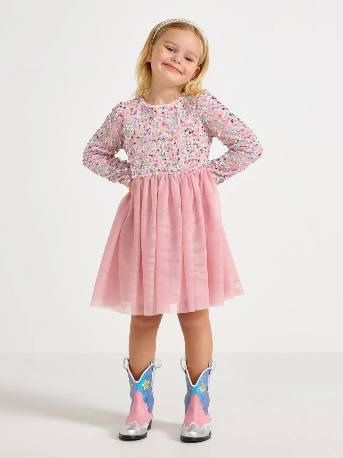 Långärmad klänning med paljetter