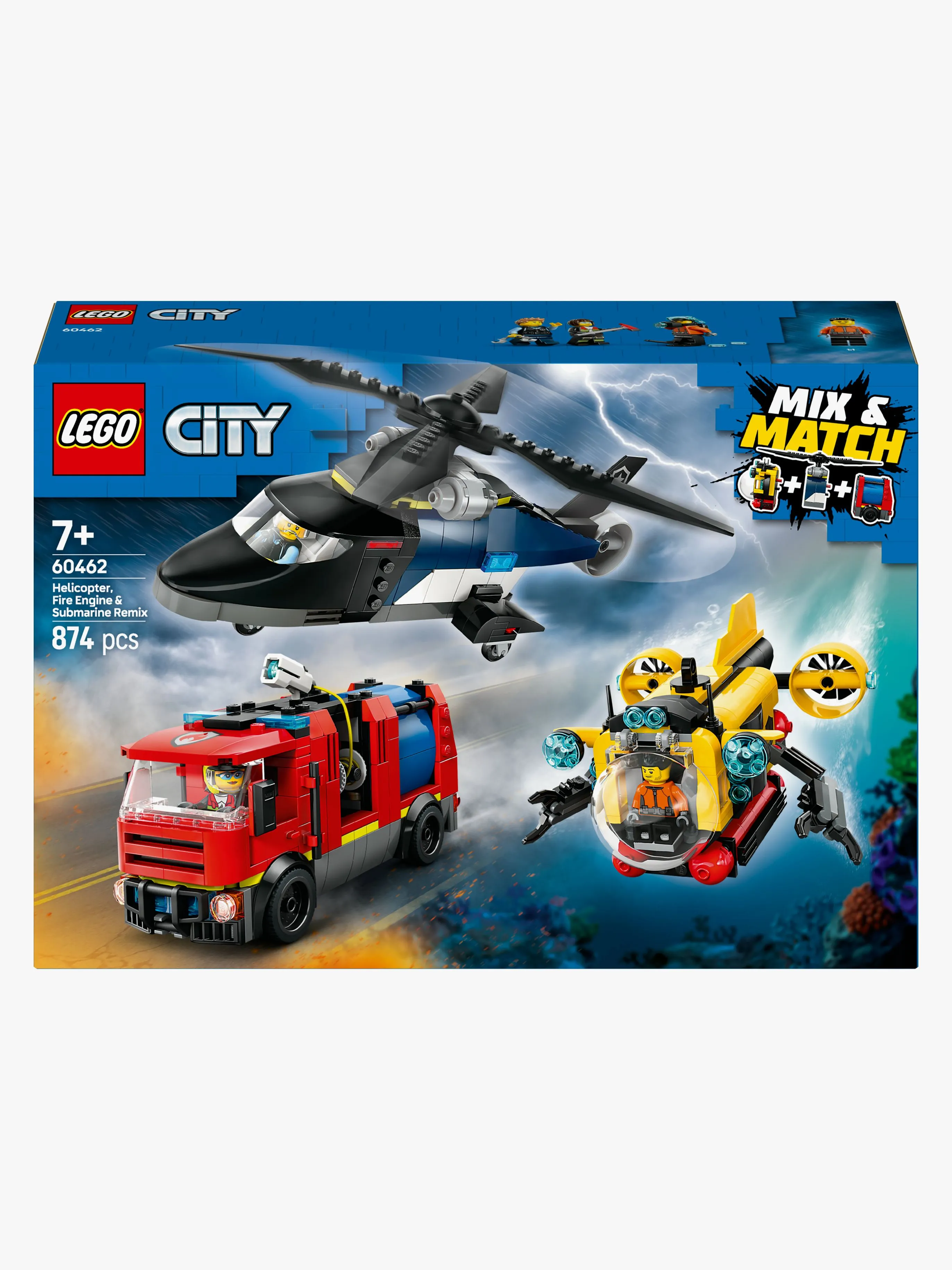 LEGO City 60462 Helikopter, brandbil och ubåt