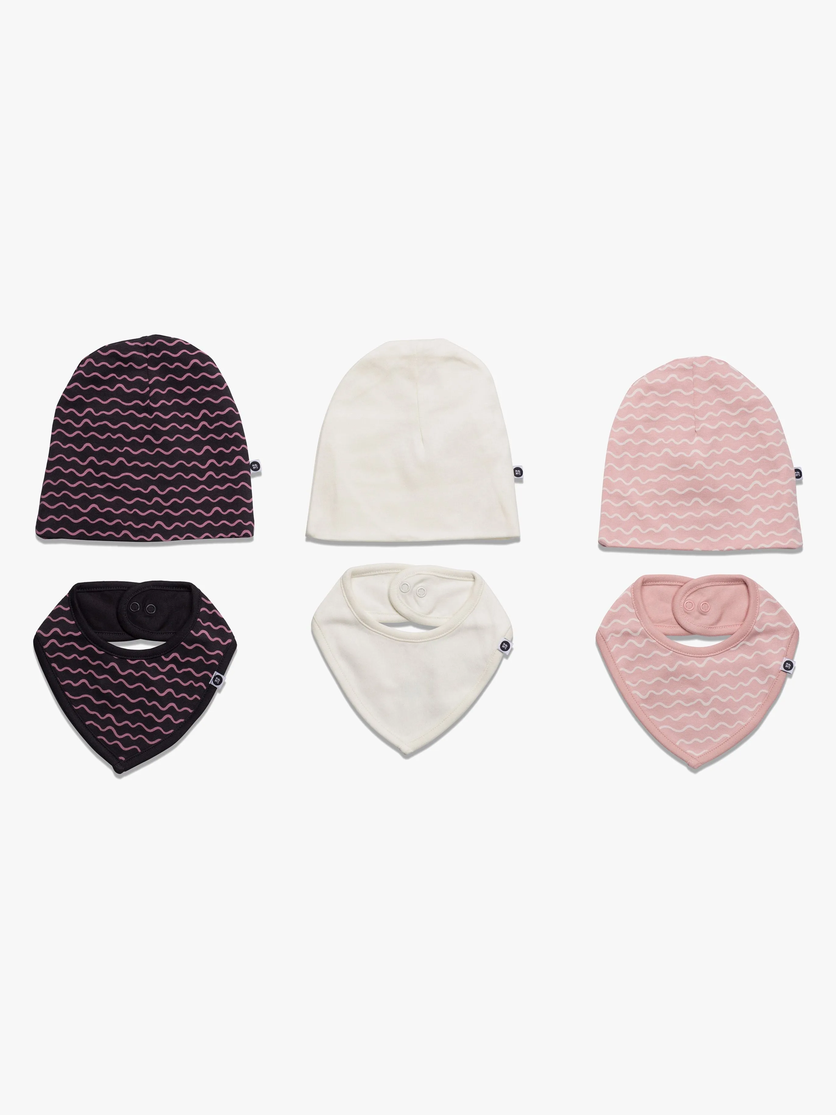 MiniMys Mössa &  Bib 6-Pack Yarn, Silver Pink 56-62