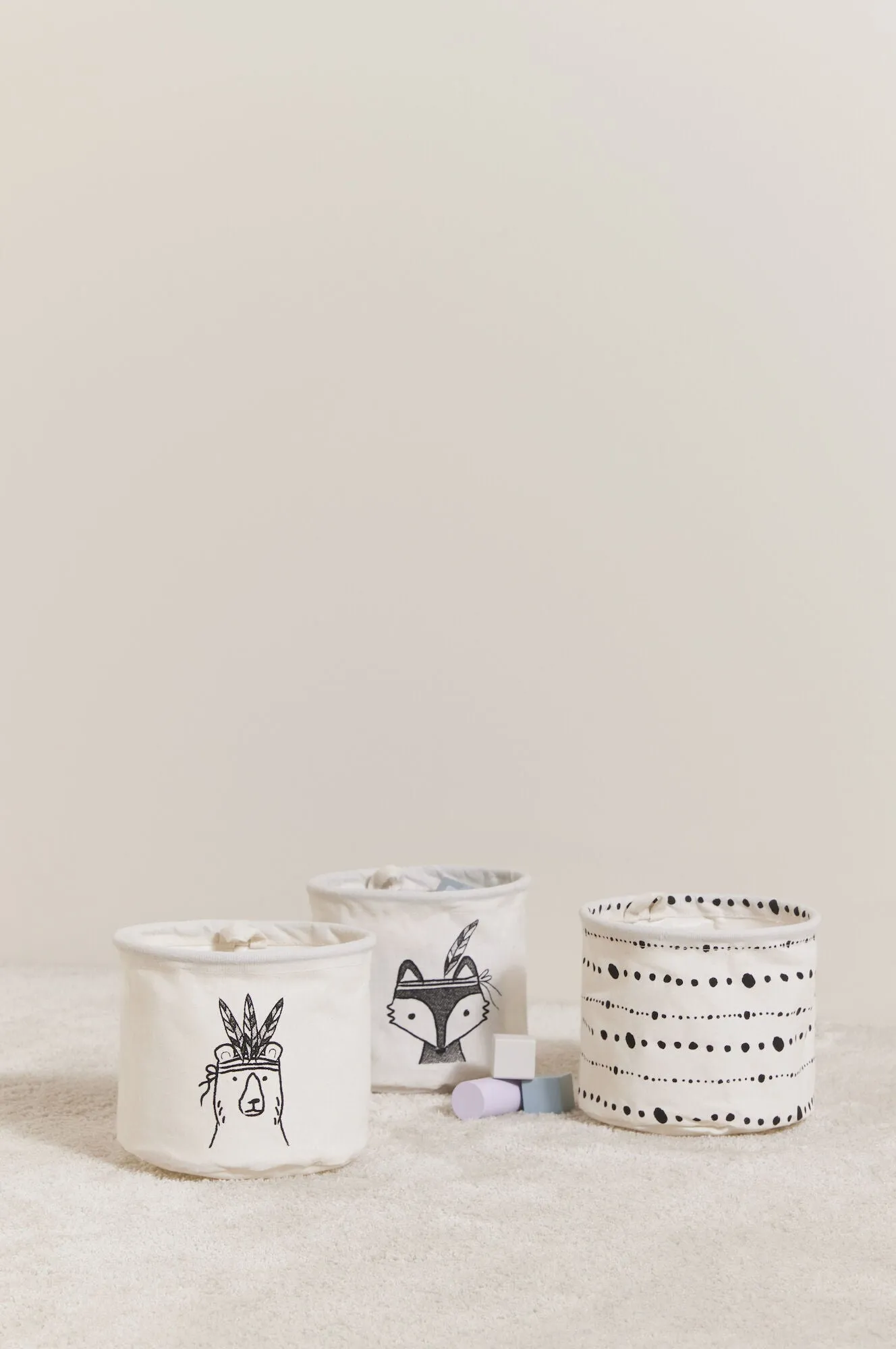 Minitude Förvaringskorg 3-pack, Björn och Räv, Förvaring Barnrum