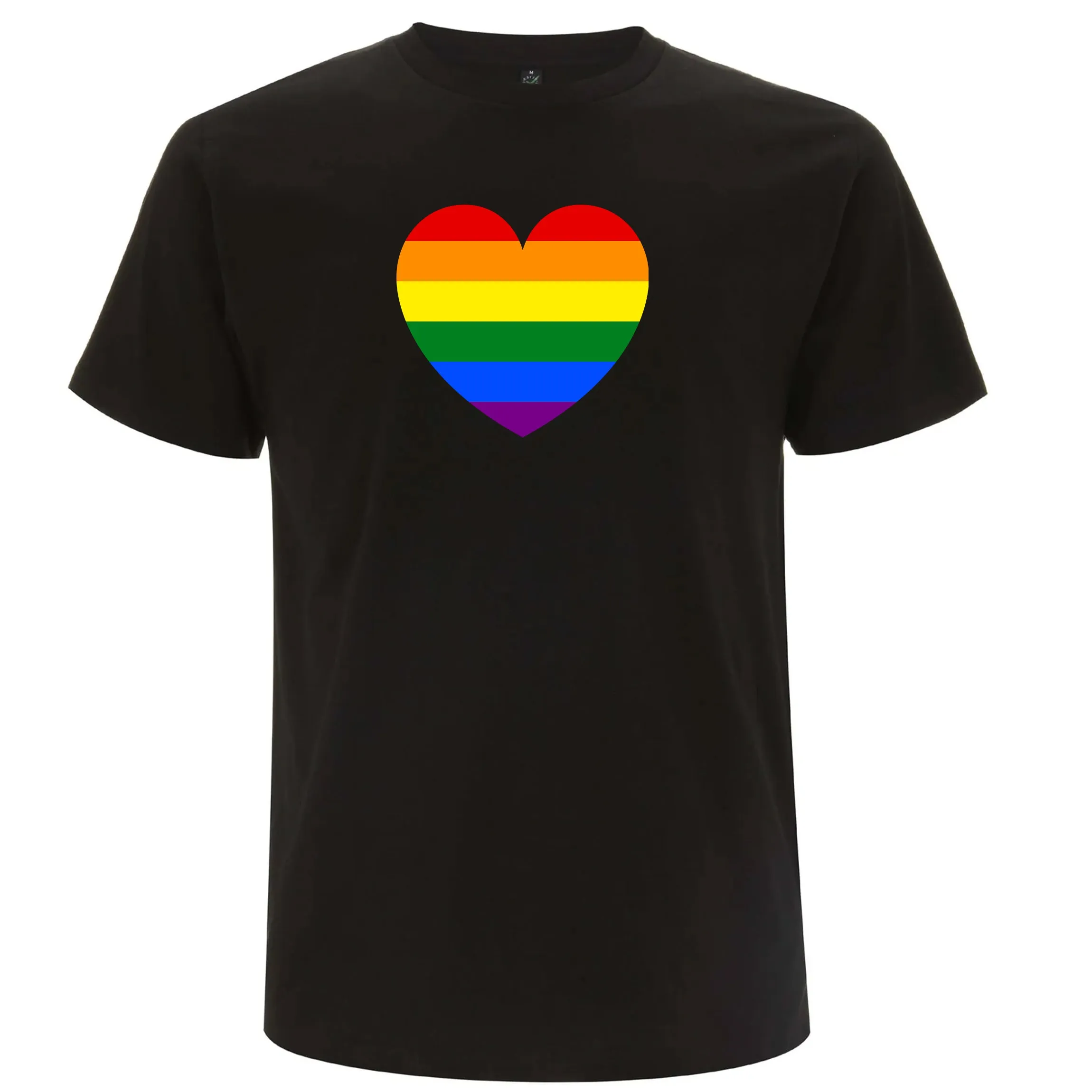 Pridehjärta – T-shirt med regnbågshjärta (Unisex) - Svart / XS