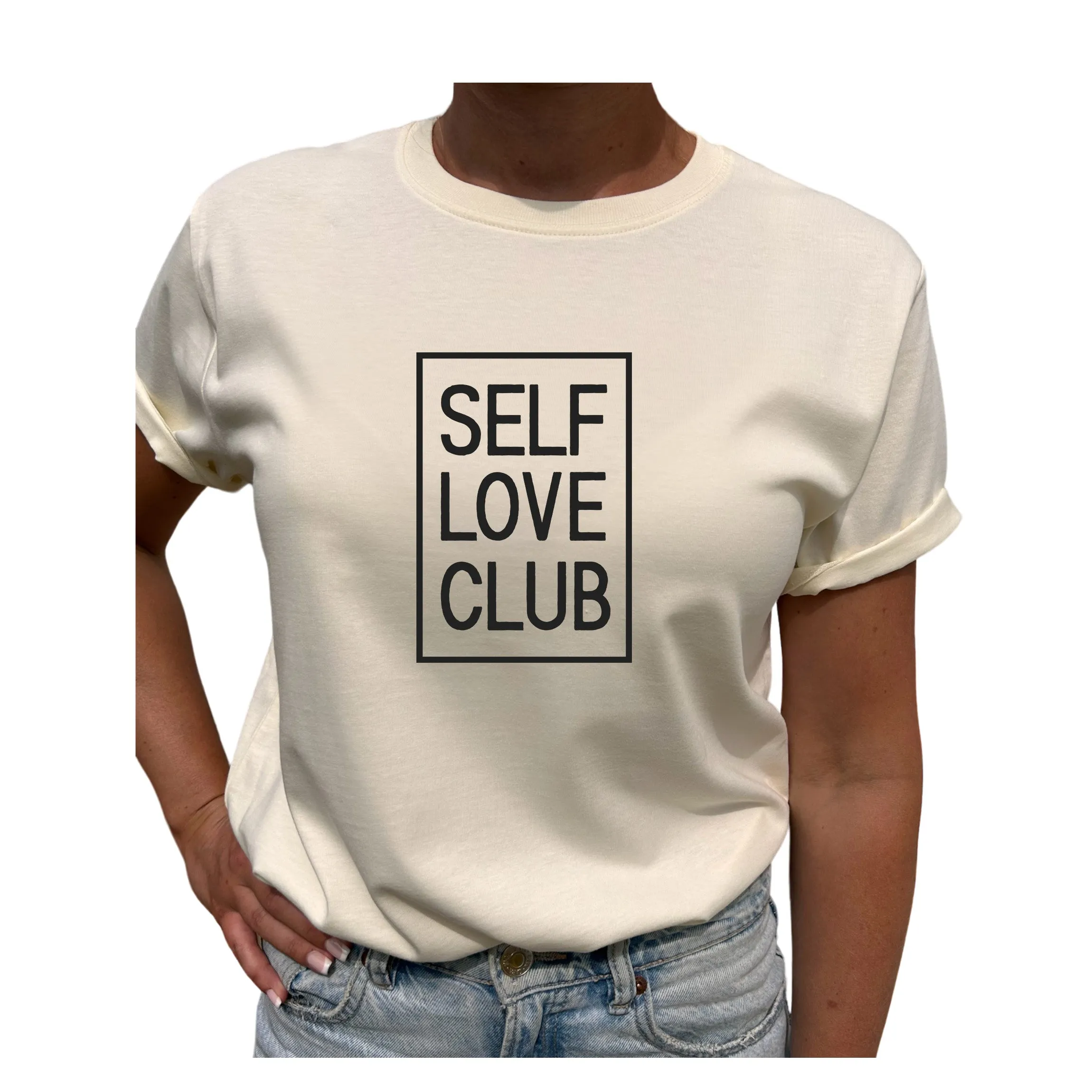 Self Love Club i Ram – Självkärlek i Fokus T-shirt - Ljus Gul / S