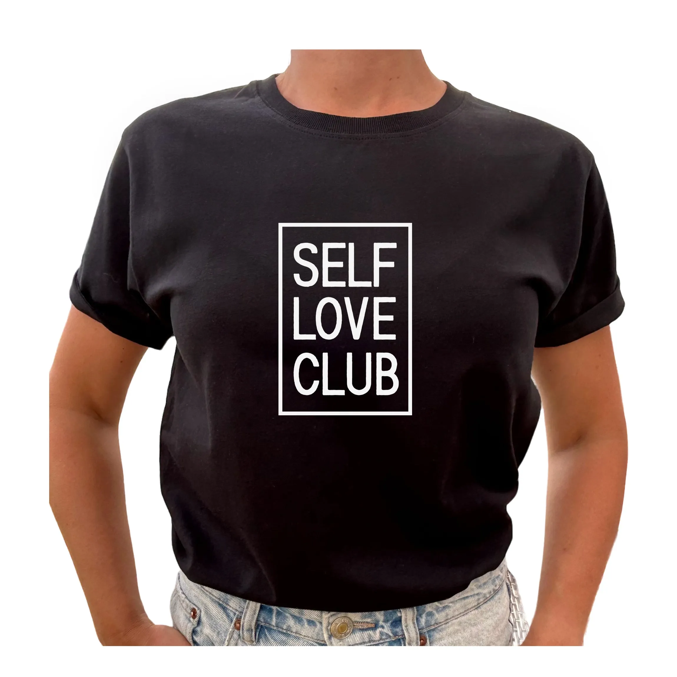 Self Love Club i Ram – Självkärlek i Fokus T-shirt - Svart / S