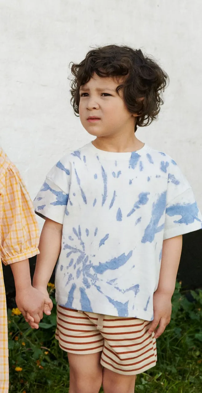 Wheat Tommy T-shirt, Blue Tie Dye, 104